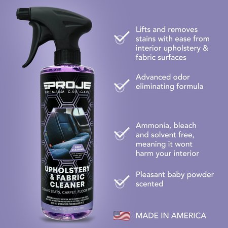 PROJE PREMIUM CAR CARE Fabric & Upholstery Cleaner 16 oz - Stain Remover & Odor Eliminator 30003